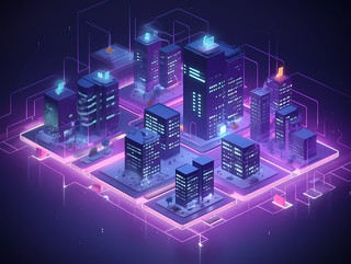 科技风紫色炫光新型智慧城市